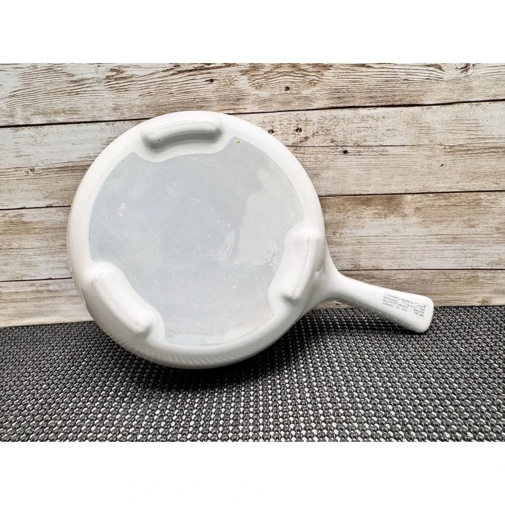 1970s CORNING WARE Microwave Browning Skillet WHITE Dish MW-83-B Vintage